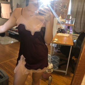 Samantha Change Maroon satin lingerie